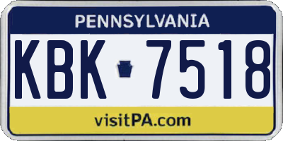 PA license plate KBK7518