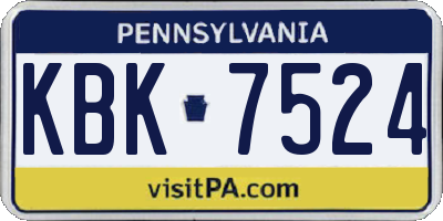 PA license plate KBK7524