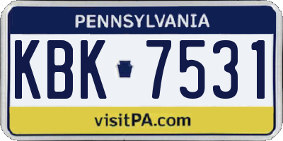 PA license plate KBK7531