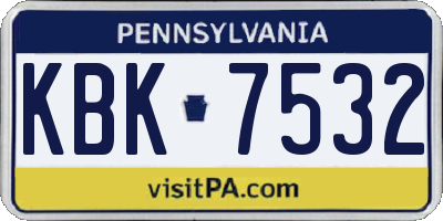PA license plate KBK7532