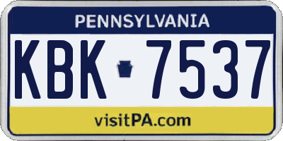 PA license plate KBK7537