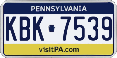 PA license plate KBK7539