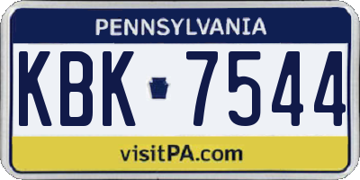 PA license plate KBK7544