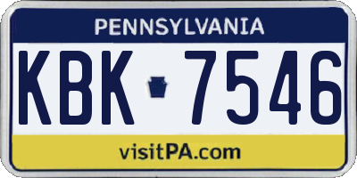 PA license plate KBK7546
