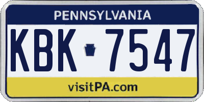 PA license plate KBK7547