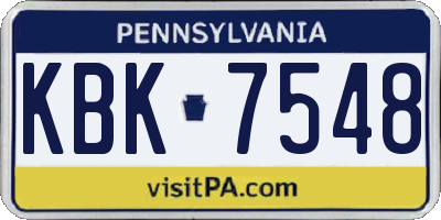 PA license plate KBK7548