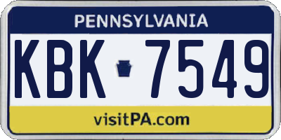 PA license plate KBK7549