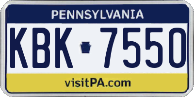 PA license plate KBK7550