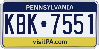 PA license plate KBK7551