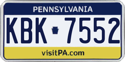 PA license plate KBK7552