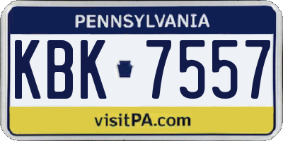 PA license plate KBK7557