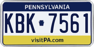 PA license plate KBK7561