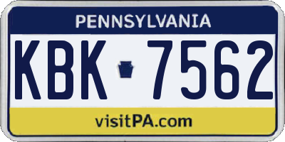 PA license plate KBK7562