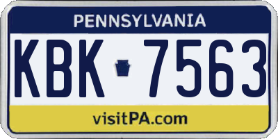 PA license plate KBK7563
