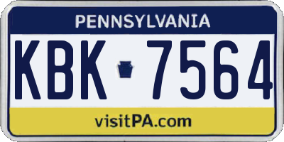 PA license plate KBK7564