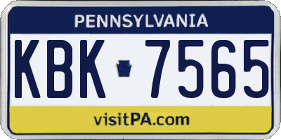 PA license plate KBK7565