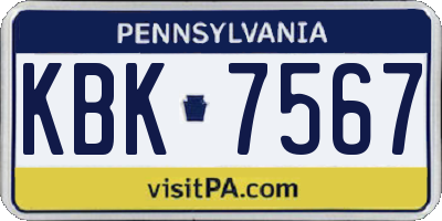 PA license plate KBK7567