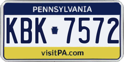 PA license plate KBK7572