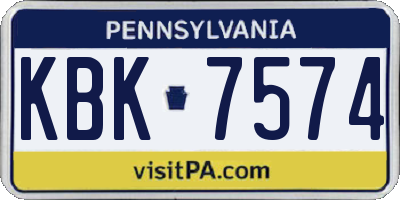PA license plate KBK7574