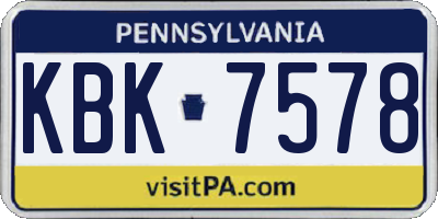 PA license plate KBK7578