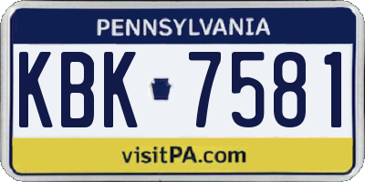 PA license plate KBK7581