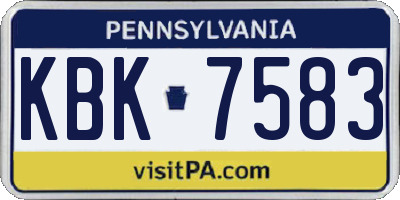 PA license plate KBK7583