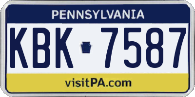 PA license plate KBK7587