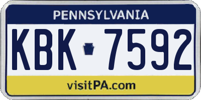 PA license plate KBK7592