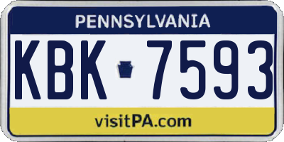 PA license plate KBK7593