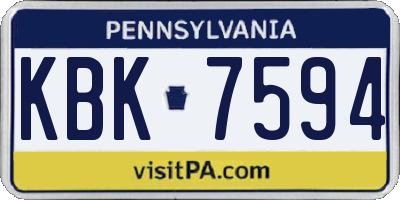 PA license plate KBK7594