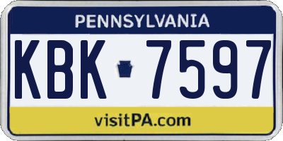 PA license plate KBK7597