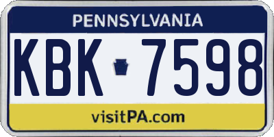 PA license plate KBK7598