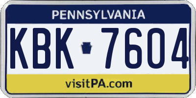 PA license plate KBK7604