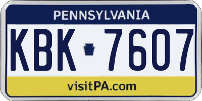 PA license plate KBK7607