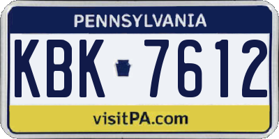 PA license plate KBK7612