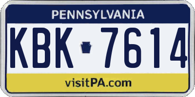 PA license plate KBK7614