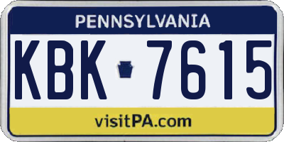 PA license plate KBK7615