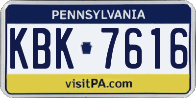 PA license plate KBK7616