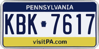 PA license plate KBK7617