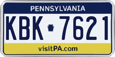 PA license plate KBK7621