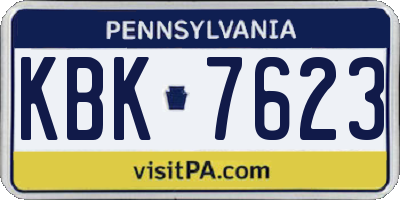 PA license plate KBK7623