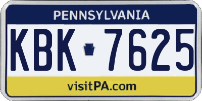 PA license plate KBK7625