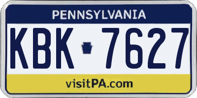 PA license plate KBK7627