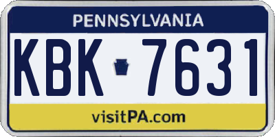 PA license plate KBK7631