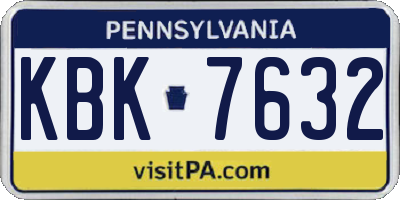 PA license plate KBK7632
