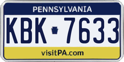 PA license plate KBK7633