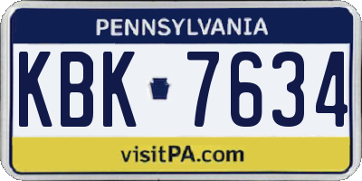 PA license plate KBK7634