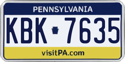 PA license plate KBK7635