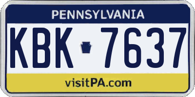 PA license plate KBK7637