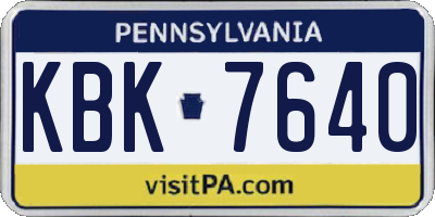 PA license plate KBK7640